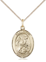 [8097GF/18GF] 14kt Gold Filled Saint Sarah Pendant on a 18 inch Gold Filled Light Curb chain