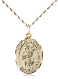 [8099GF/18GF] 14kt Gold Filled Saint Scholastica Pendant on a 18 inch Gold Filled Light Curb chain
