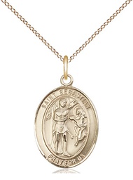 [8100GF/18GF] 14kt Gold Filled Saint Sebastian Pendant on a 18 inch Gold Filled Light Curb chain