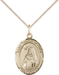 [8102GF/18GF] 14kt Gold Filled Saint Teresa of Avila Pendant on a 18 inch Gold Filled Light Curb chain