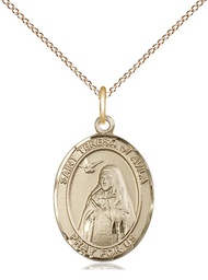 [8102GF/18GF] 14kt Gold Filled Saint Teresa of Avila Pendant on a 18 inch Gold Filled Light Curb chain