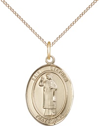 [8104GF/18GF] 14kt Gold Filled Saint Stephen the Martyr Pendant on a 18 inch Gold Filled Light Curb chain