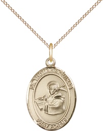 [8108GF/18GF] 14kt Gold Filled Saint Thomas Aquinas Pendant on a 18 inch Gold Filled Light Curb chain