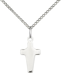[2526SS/18SS] Sterling Silver Cross Pendant on a 18 inch Sterling Silver Light Curb chain