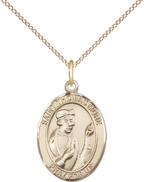 [8109GF/18GF] 14kt Gold Filled Saint Thomas More Pendant on a 18 inch Gold Filled Light Curb chain