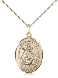 [8114GF/18GF] 14kt Gold Filled Saint William of Rochester Pendant on a 18 inch Gold Filled Light Curb chain