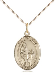 [8116GF/18GF] 14kt Gold Filled Saint Zachary Pendant on a 18 inch Gold Filled Light Curb chain