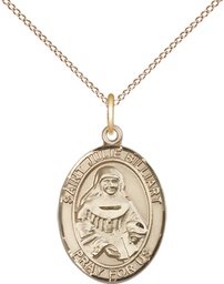 [8117GF/18GF] 14kt Gold Filled Saint Julie Billiart Pendant on a 18 inch Gold Filled Light Curb chain