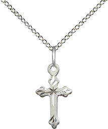 [2531SS/18SS] Sterling Silver Cross Pendant on a 18 inch Sterling Silver Light Curb chain