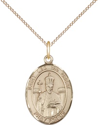[8120GF/18GF] 14kt Gold Filled Saint Leo the Great Pendant on a 18 inch Gold Filled Light Curb chain