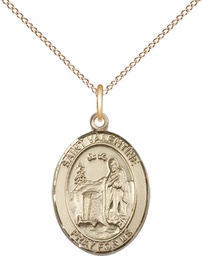 [8121GF/18GF] 14kt Gold Filled Saint Valentine of Rome Pendant on a 18 inch Gold Filled Light Curb chain