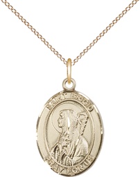 [8123GF/18GF] 14kt Gold Filled Saint Brigid of Ireland Pendant on a 18 inch Gold Filled Light Curb chain