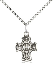 [3145SS/18SS] Sterling Silver 5-Way Pendant on a 18 inch Sterling Silver Light Curb chain