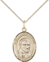 [8134GF/18GF] 14kt Gold Filled Saint Vincent de Paul Pendant on a 18 inch Gold Filled Light Curb chain