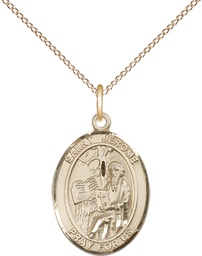 [8135GF/18GF] 14kt Gold Filled Saint Jerome Pendant on a 18 inch Gold Filled Light Curb chain