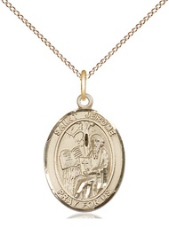 [8135GF/18GF] 14kt Gold Filled Saint Jerome Pendant on a 18 inch Gold Filled Light Curb chain