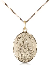[8136GF/18GF] 14kt Gold Filled Saint Sophia Pendant on a 18 inch Gold Filled Light Curb chain