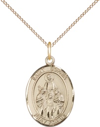 [8136GF/18GF] 14kt Gold Filled Saint Sophia Pendant on a 18 inch Gold Filled Light Curb chain