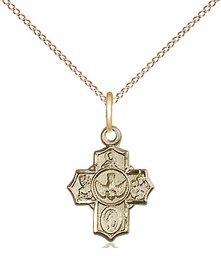 [3190GF/18GF] 14kt Gold Filled 5-Way Pendant on a 18 inch Gold Filled Light Curb chain