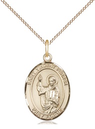 [8201GF/18GF] 14kt Gold Filled Saint Vincent Ferrer Pendant on a 18 inch Gold Filled Light Curb chain