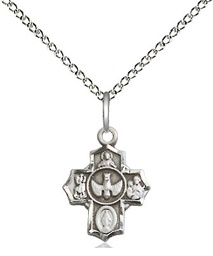 [3190SS/18SS] Sterling Silver 5-Way Pendant on a 18 inch Sterling Silver Light Curb chain