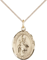 [8202GF/18GF] 14kt Gold Filled Saint Augustine of Hippo Pendant on a 18 inch Gold Filled Light Curb chain