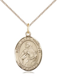 [8208GF/18GF] 14kt Gold Filled Saint Maria Goretti Pendant on a 18 inch Gold Filled Light Curb chain