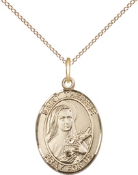 [8210GF/18GF] 14kt Gold Filled Saint Therese of Lisieux Pendant on a 18 inch Gold Filled Light Curb chain