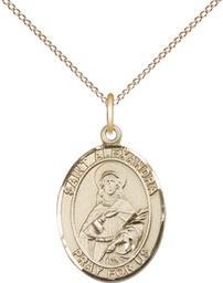 [8215GF/18GF] 14kt Gold Filled Saint Alexandra Pendant on a 18 inch Gold Filled Light Curb chain