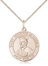 [8217RDGF/18GF] 14kt Gold Filled Saint Ignatius of Loyola Pendant on a 18 inch Gold Filled Light Curb chain