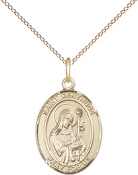 [8219GF/18GF] 14kt Gold Filled Saint Gertrude of Nivelles Pendant on a 18 inch Gold Filled Light Curb chain