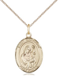 [8219GF/18GF] 14kt Gold Filled Saint Gertrude of Nivelles Pendant on a 18 inch Gold Filled Light Curb chain