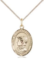 [8224GF/18GF] 14kt Gold Filled Saint Elizabeth Ann Seton Pendant on a 18 inch Gold Filled Light Curb chain