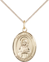 [8226GF/18GF] 14kt Gold Filled Saint Lillian Pendant on a 18 inch Gold Filled Light Curb chain