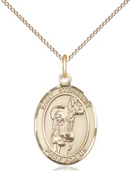 [8228GF/18GF] 14kt Gold Filled Saint Stephanie Pendant on a 18 inch Gold Filled Light Curb chain