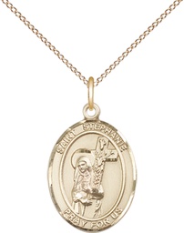 [8228GF/18GF] 14kt Gold Filled Saint Stephanie Pendant on a 18 inch Gold Filled Light Curb chain