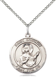 [8023RDSS/18SS] Sterling Silver Saint Dorothy Pendant on a 18 inch Sterling Silver Light Curb chain