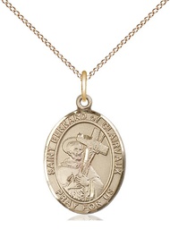 [8233GF/18GF] 14kt Gold Filled Saint Bernard of Clairvaux Pendant on a 18 inch Gold Filled Light Curb chain