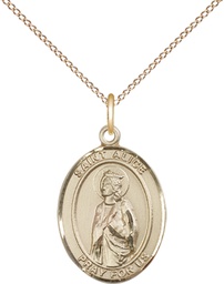[8248GF/18GF] 14kt Gold Filled Saint Alice Pendant on a 18 inch Gold Filled Light Curb chain