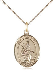 [8250GF/18GF] 14kt Gold Filled Saint Isabella of Portugal Pendant on a 18 inch Gold Filled Light Curb chain