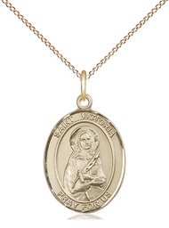 [8253GF/18GF] 14kt Gold Filled Saint Victoria Pendant on a 18 inch Gold Filled Light Curb chain