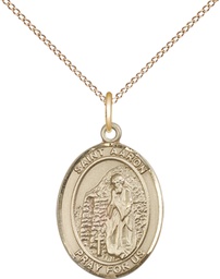 [8254GF/18GF] 14kt Gold Filled Saint Aaron Pendant on a 18 inch Gold Filled Light Curb chain