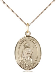 [8255GF/18GF] 14kt Gold Filled Saint Grace Pendant on a 18 inch Gold Filled Light Curb chain