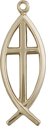 [4252KT] 14kt Gold Fish Cross Medal