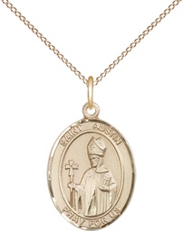 [8256GF/18GF] 14kt Gold Filled Saint Austin Pendant on a 18 inch Gold Filled Light Curb chain