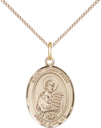 [8257GF/18GF] 14kt Gold Filled Saint Christian Demosthenes Pendant on a 18 inch Gold Filled Light Curb chain