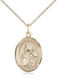 [8258GF/18GF] 14kt Gold Filled Saint Isaiah Pendant on a 18 inch Gold Filled Light Curb chain