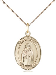 [8259GF/18GF] 14kt Gold Filled Saint Samuel Pendant on a 18 inch Gold Filled Light Curb chain