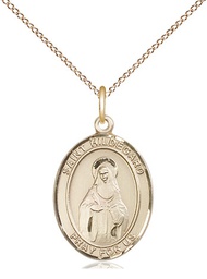 [8260GF/18GF] 14kt Gold Filled Saint Hildegard von Bingen Pendant on a 18 inch Gold Filled Light Curb chain