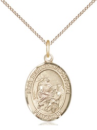 [8264GF/18GF] 14kt Gold Filled Saint Bernard of Montjoux Pendant on a 18 inch Gold Filled Light Curb chain